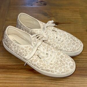 Keds Women's Cream Leopard Canvas Lace-Up Sneakers